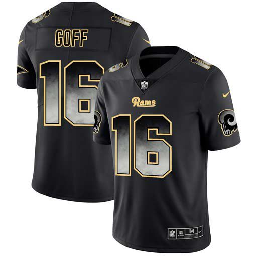 Men Los Angeles Rams #16 Goff Nike Teams Black Smoke Fashion Limited NFL Jerseys